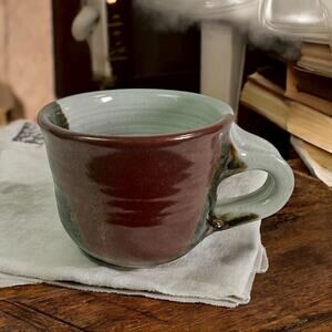 VTG L. Coward 1984 Studio Art Hobbyist Stoneware Coffee Cup Mug Boho Crazing